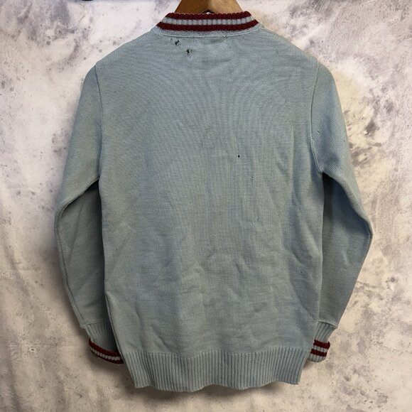 Vintage 50s Broadway Knit Sweater Adult Small 17.5x25.5 Blue - Picture 2 of 16